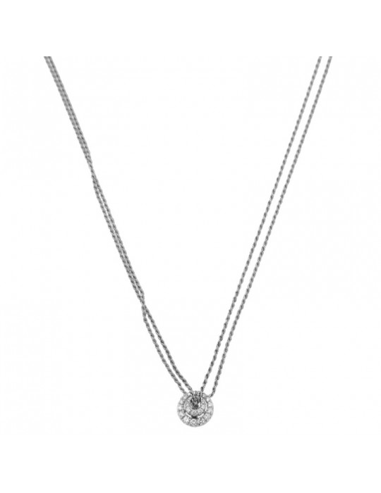 Salvini Woman's Necklace - in 18K White Gold with Pendant and 0,38 carat Natural Diamonds - 0