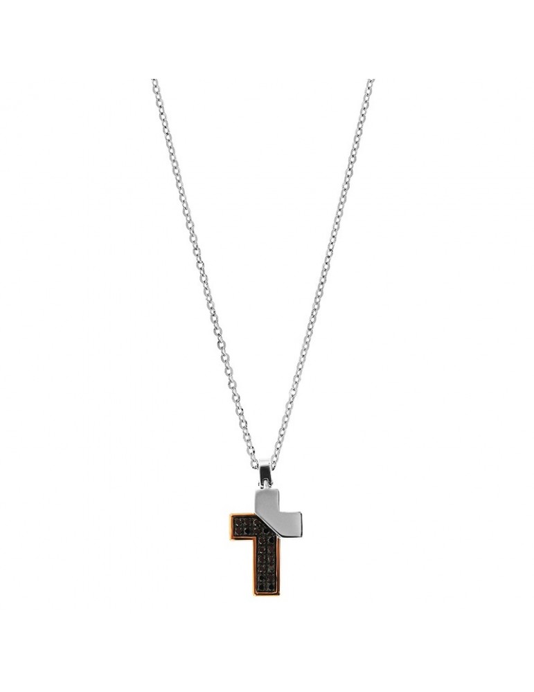 Collana Zancan - Insignia-Croce-Oro Rosa-Oro Bianco-Diamanti-EC753BR