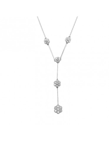 Salvini Woman Necklace - in 18K White Gold with Flowers Pendant and 0.60 carat Natural Diamonds - 0