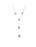 Salvini Woman Necklace - in 18K White Gold with Flowers Pendant and 0.60 carat Natural Diamonds - 0