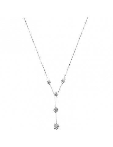 Salvini Woman Necklace - in 18K White Gold with Flowers Pendant and 0.60 carat Natural Diamonds - 0 2