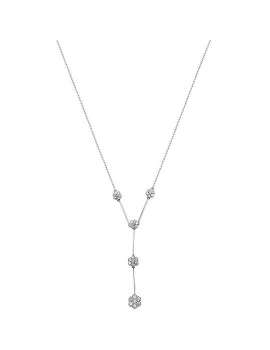 Salvini Woman Necklace - in 18K White Gold with Flowers Pendant and 0.60 carat Natural Diamonds - 0