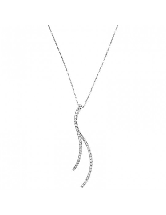 Salvini Woman's Necklace - in 18K White Gold with Fantasy Pendant and 0.45 carat Natural Diamonds - 0
