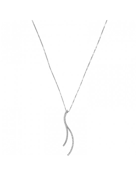 Salvini Woman's Necklace - in 18K White Gold with Fantasy Pendant and 0.45 carat Natural Diamonds - 0