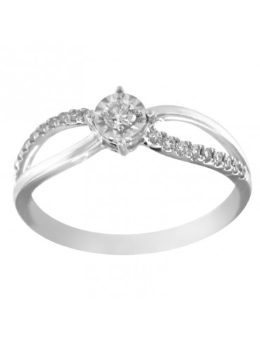 Giorgio Visconti Woman's Ring - Band in 18K White Gold with 0.17 ct Natural Diamonds - 0 2