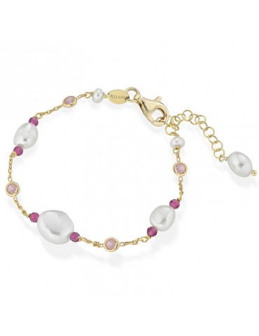 Bracciale Lelune Glamour -Cristelle Summer-Gold-Zirconi-Perle-LGBR5102