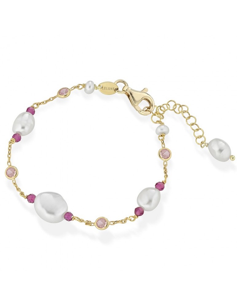 Bracciale Lelune Glamour -Cristelle Summer-Gold-Zirconi-Perle-LGBR5102