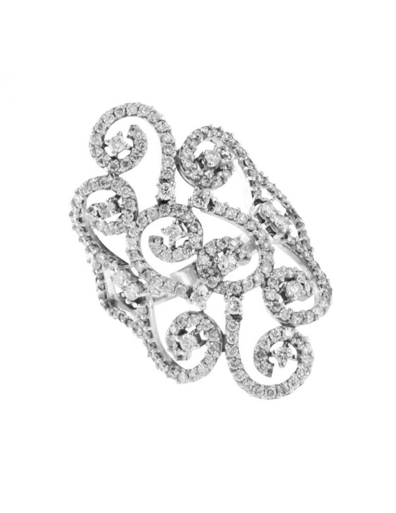 Chirico Woman's Ring - Fantasy in 18K White Gold with Natural Diamonds 1.61 ct - 0