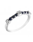 Chirico Woman's Ring - Veretta in 18K White Gold with Natural Diamonds and Sapphires 0.29 ct - 0