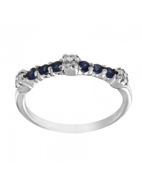 Anello Chirico - Veretta - Oro Bianco 18 carati - Diamanti - Zaffiri 0,29 ct