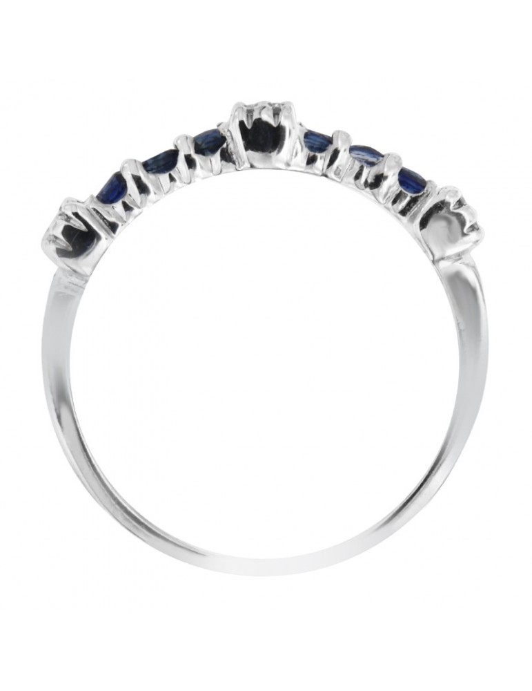 Anello Chirico - Veretta - Oro Bianco 18 carati - Diamanti - Zaffiri 0,29 ct