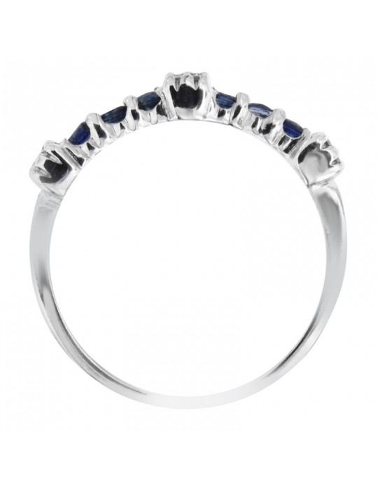 Chirico Woman's Ring - Veretta in 18K White Gold with Natural Diamonds and Sapphires 0.29 ct - 0