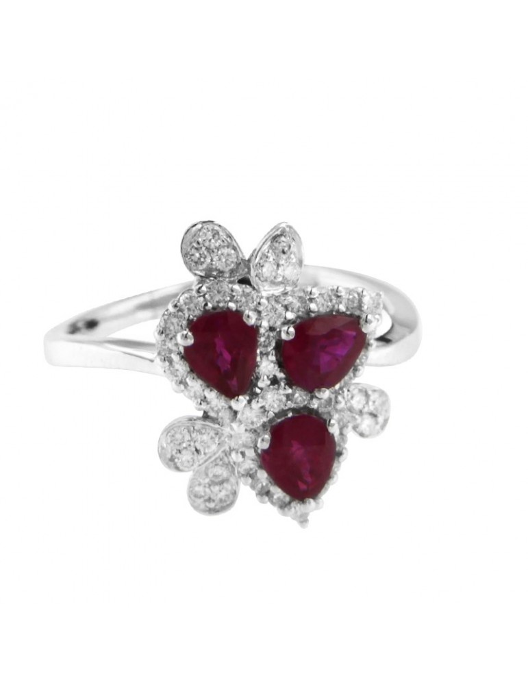 Anello Chirico - Rosetta - Oro - Diamanti - Rubini 1,30 ct - AS038R1
