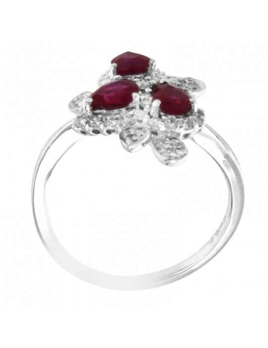 Anello Chirico - Rosetta - Oro - Diamanti - Rubini 1,30 ct - AS038R1