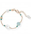 Lelune Glamor Bracelet for Woman - Cristelle Summer in Rose Silver with Pearls and Turquoise Spinels