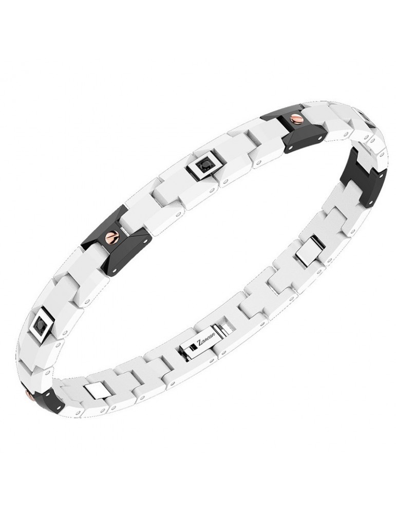 Zancan Bracelet for Men - Hiteck in Steel and Ceramic with Black Spinels - 0