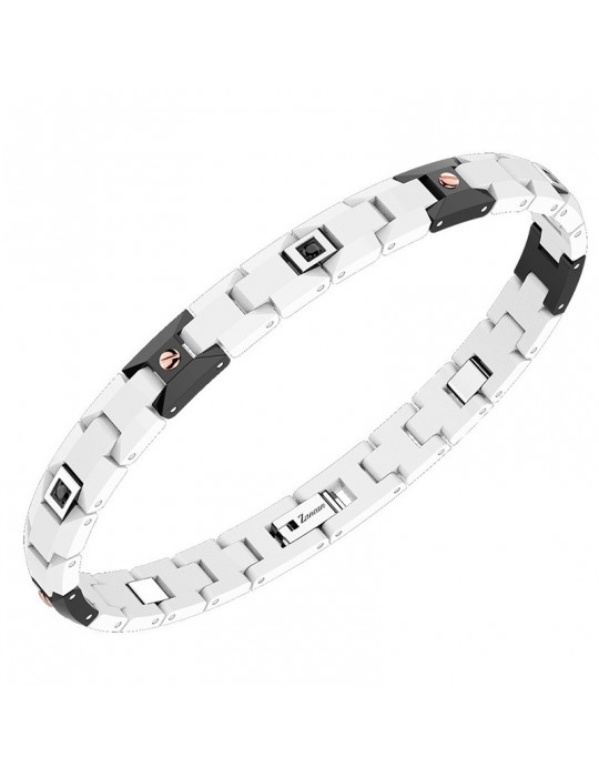 Zancan Bracelet for Men - Hiteck in Steel and Ceramic with Black Spinels - 0