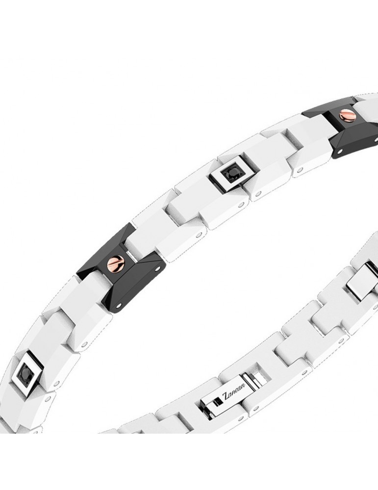 Zancan Bracelet for Men - Hiteck in Steel and Ceramic with Black Spinels - 0