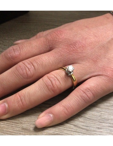 Picca Solitary Woman's Ring - in Yellow Gold with Diamonds - 0 2