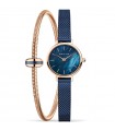 Special Pack Bering Watch with Women's Bracelet - Classic Only Time Rose Gold 22 mm Blue
