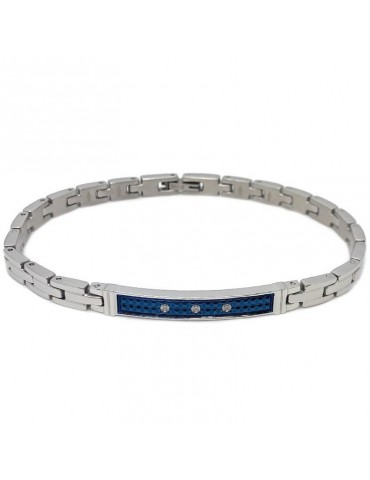 Zancan Bracelet for Men - Hi Teck in Blue Steel with Zircons - 0