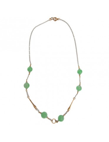 Silvia Kelly Necklace - in 18K White Gold and Rose Gold with Green Jade - 0