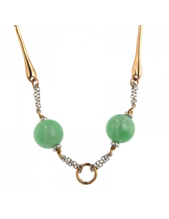 Silvia Kelly Necklace - in 18K White Gold and Rose Gold with Green Jade - 0