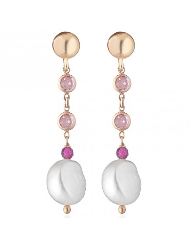 Orecchini Lelune Glamour -Cristelle Summer-Rosè-Perle-Zirconi-LGEA5101