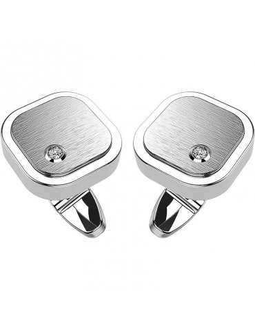 Zancan Cufflinks for Men - Hi Teck in Steel with White Sapphires - 0
