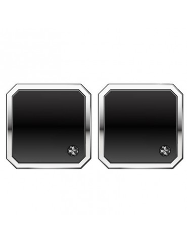 Zancan Cufflinks for Men - Hi Teck in Black PVD Steel with Zircons - 0