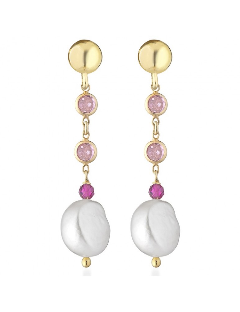 Earrings Lelune Glamour-Cristelle Summer-Rosè -Pearls-Zircons-LGEA5102