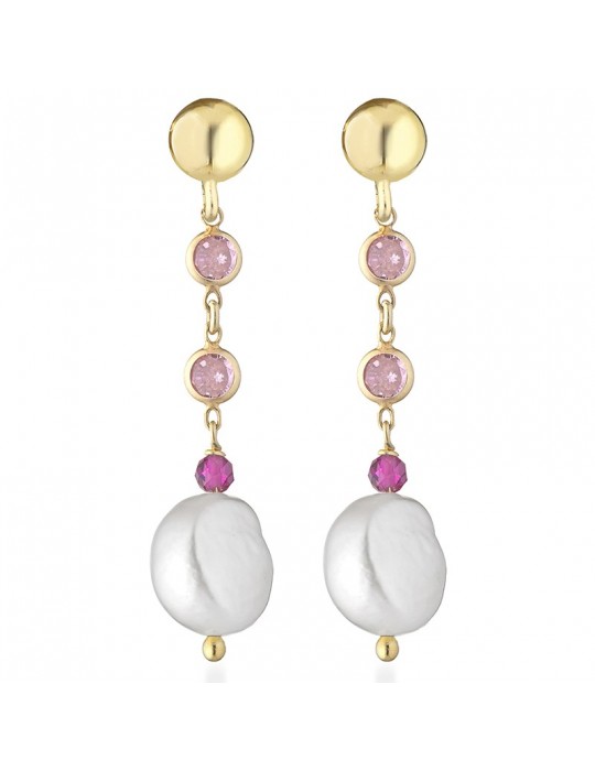 Earrings Lelune Glamour-Cristelle Summer-Rosè -Pearls-Zircons-LGEA5102