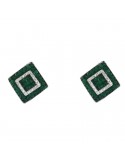Chirico Earrings - Rhombus in 18K White Gold with Natural Diamonds and Emerald Root 7.50 ct - 0