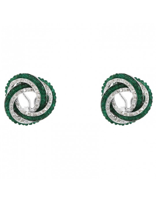 Chirico Earrings - Fantasia in 18K White Gold with Natural Diamonds and 10 ct Emerald Root - 0