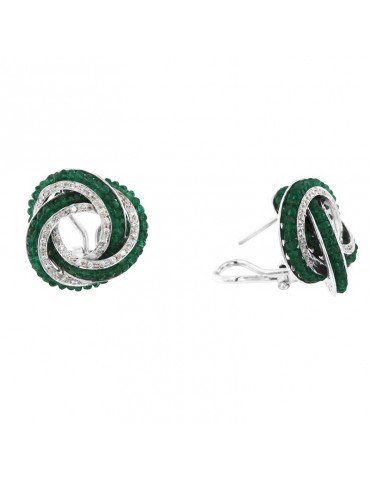 Orecchini Chirico - Fantasia - Oro - Diamanti Naturali - Radice Smeraldi 10 ct - OR325 2