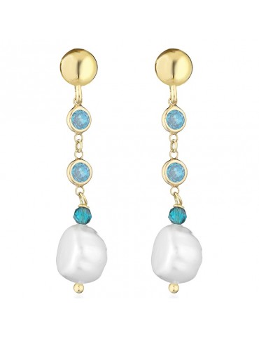Lelune Glamour-Cristelle Summer-Gold Earrings -Pearls-Zircons-LGEA5122