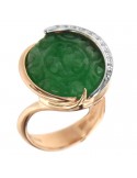 Silvia Kelly Ring - in 18K Rose Gold with Green Jade and Natural Diamonds 0.10 ct - 0