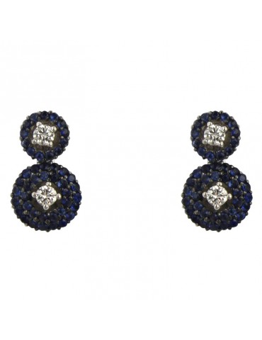 Chirico Earrings - in 18k White Gold with Natural Diamonds and Sapphires 0.73 ct - 0