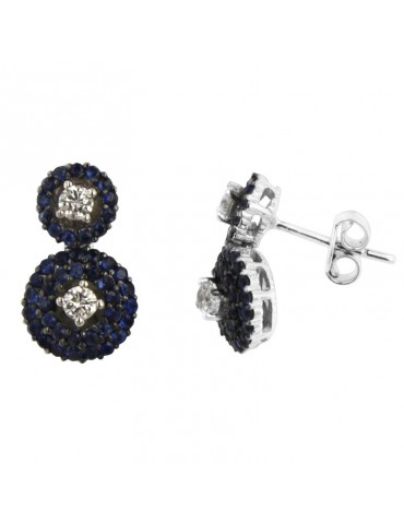 Orecchini Chirico - Oro Bianco 18 carati - Diamanti - Zaffiri 0,73 ct - ORC312 2