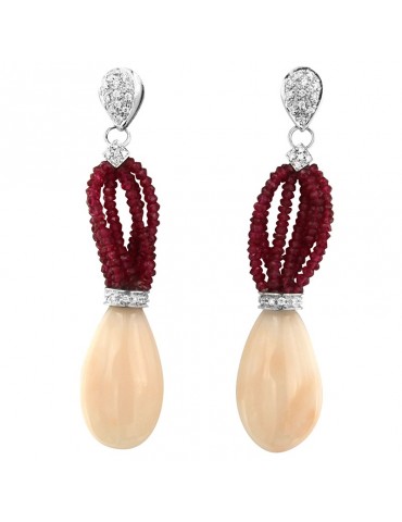 Orecchini Chirico - Pendenti - Oro - Diamanti - Corallo Rosa - ORC800C