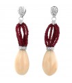 Orecchini Chirico - Pendenti in Oro Bianco 18 carati con Diamanti Naturali e Corallo Rosa