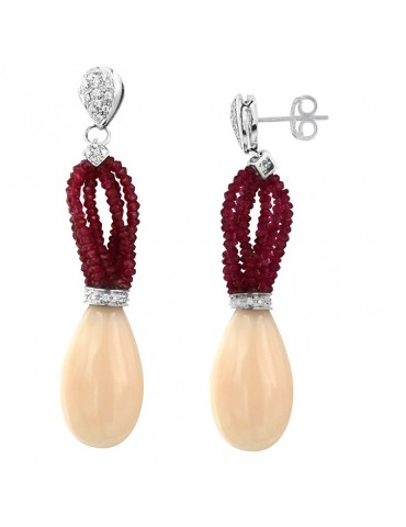 Orecchini Chirico - Pendenti - Oro - Diamanti - Corallo Rosa - ORC800C 2