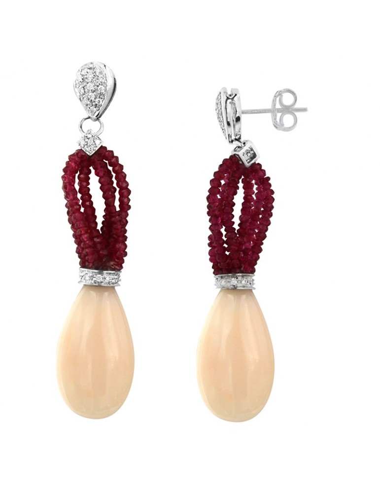 Orecchini Chirico - Pendenti - Oro - Diamanti - Corallo Rosa - ORC800C