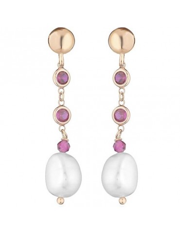 Earrings Lelune Glamour-Cristelle Summer-Pink Spinels-Pearls-LGEA5141