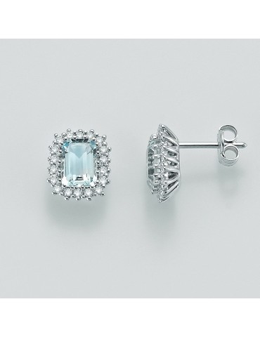 Miluna Earrings with Diamonds and Aquamarine for Woman - 0