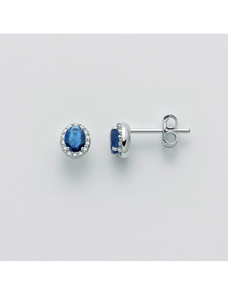 Orecchini Miluna - Oro Bianco - Diamanti - Zaffiro Blu 0,46 Ct-ERD2387
