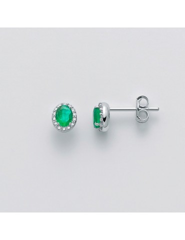 MILUNA EARRINGS WITH EMERALDS AND DIAMONDS - 0