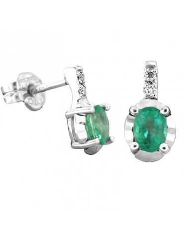 Miluna Earrings with Emeralds and Diamonds for Women - 0