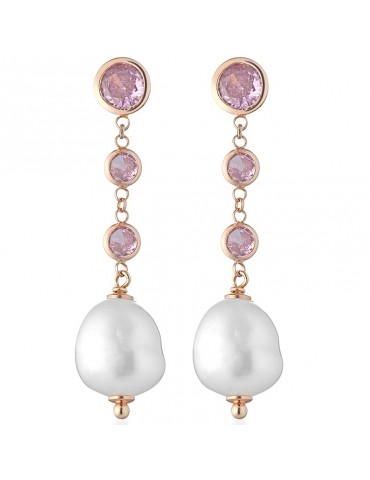 Orecchini Lelune Glamour -Cristelle Summer-Rosè-Zirconi-Perle-LGEA5251
