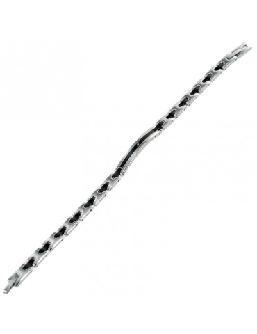 Zancan Bracelet - Hi Teck - Steel-Black Mesh-White Zircon-EHB212 2